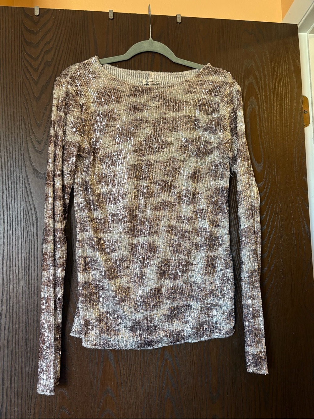 Free People Gold Rush Long Sleeve Sequin Top